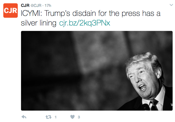 tweet by Columbia Journalism Review