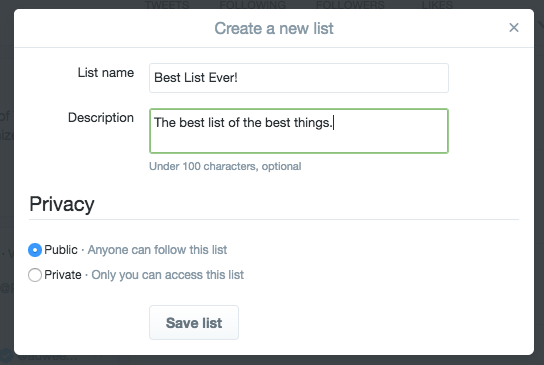 naming your Twitter list