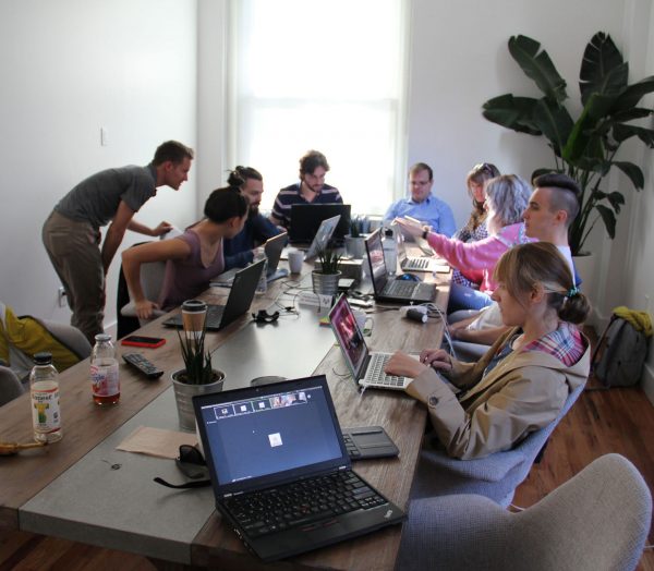 Parse.ly's product team meets during a retreat
